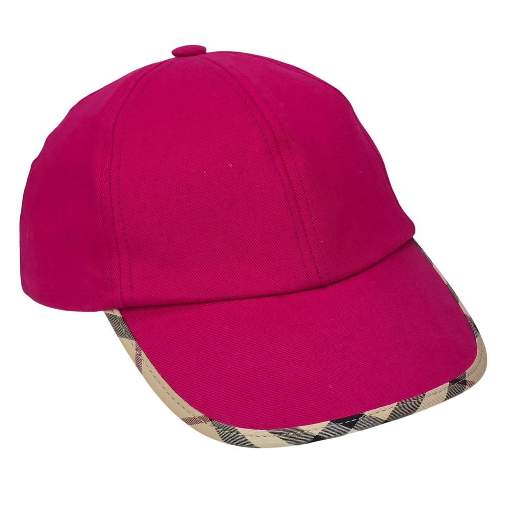 Burberry Nova Check Trim Baseball Cap Womens Pink Hat Made in England Luxury